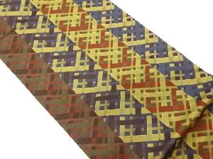 縞に変わり襷模様織出し全通洒落袋帯